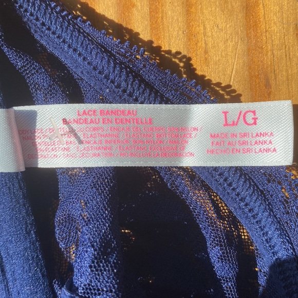 🦋 Victoria’s Secret PINK, Size Large, Color Blue, Floral Pattern, Lace Bandeau - Picture 3 of 7